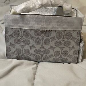 Coach Gray Signature Jacquard Satchel